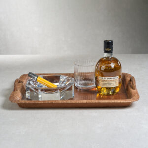 Leather & Raffia Serving Tray