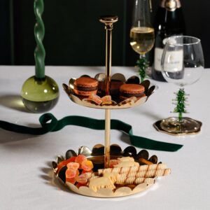 Polished Gold 2-Tier Scalloped Alloy Tray
