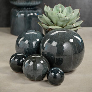 Cortez Blue-Gray Glazed Stoneware Decorative Ball